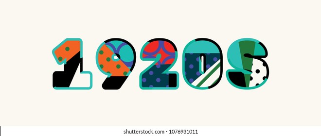 The word 1920s concept written in colorful abstract typography. Vector EPS 10 available.