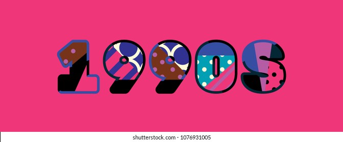 The word 1990s concept written in colorful abstract typography. Vector EPS 10 available.