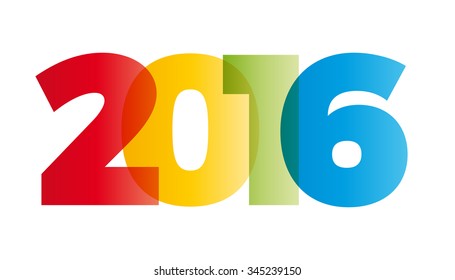 The word 2016. Vector banner with the text colored rainbow.