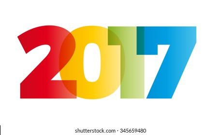 The word 2017. Vector banner with the text colored rainbow.