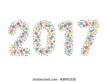 The word 2017. Vector banner with the text with circles colored 
