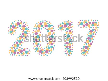 The word 2017. Vector banner with the text with circles colored 