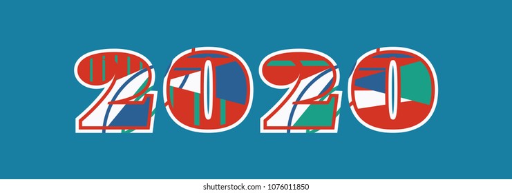 The word 2020 concept written in colorful abstract typography. Vector EPS 10 available.