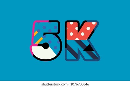 The word 5K concept written in colorful abstract typography. Vector EPS 10 available.