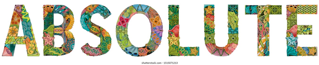 Word ABSOLUTE. Vector zentangle object for decoration