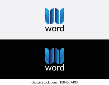 Word Abstract W letter modern initial logo design template