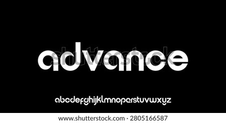 word advance, Modern rounded geometric sans serif typeface word , featuring a lowercase alphabet preview and clean logo typography. A minimalist font presentation ideal for branding
