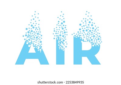 The word "Air" scatters into a cloud of bubbles