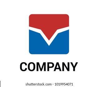 word alphabet v shape as wing in square box icon logo 