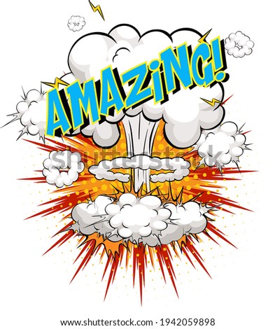 Word Amazing on comic cloud explosion background illustration