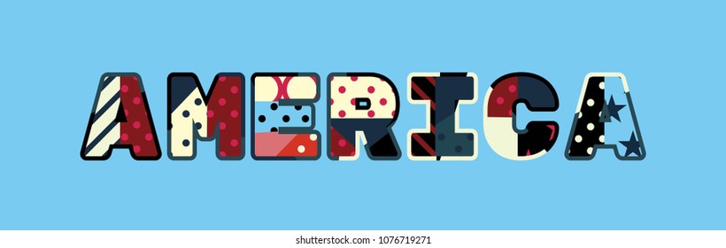 The word AMERICA concept written in colorful abstract typography. Vector EPS 10 available.