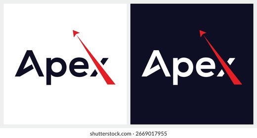 word apex logo design, arrow icon concept, business graphic vector
