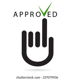 The word is approved with a green tick and a hand