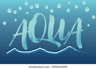 Das Wort AQUA vor einem Farbverlauf mit blauem Hintergrund