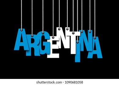 The word Argentina hang on the ropes. Vector illustration