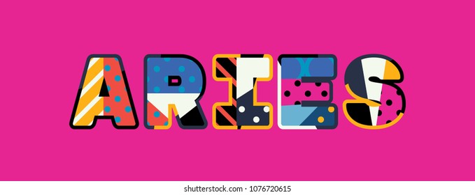 The word ARIES concept written in colorful abstract typography. Vector EPS 10 available.