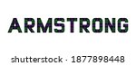 The word "Armstrong" composed of letters from Armstrong tartan.