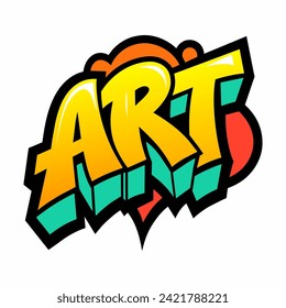 The word ART in street art graffiti lettering vector image style on a white background.