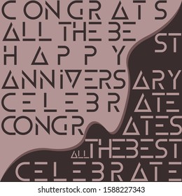 Word Arts in Abstract Illustration. Happy Anniversary Template. Modern Vector Design.
