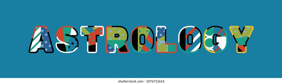 The word ASTROLOGY concept written in colorful abstract typography. Vector EPS 10 available.