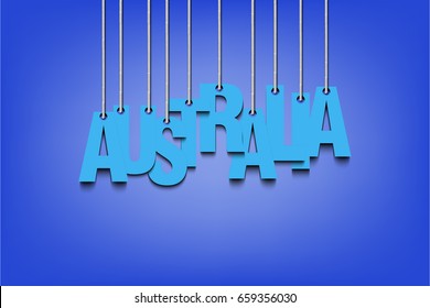 The word Australia hang on the ropes. Vector illustration