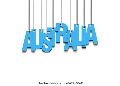 The word Australia hang on the ropes. Vector illustration