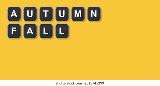 The word AUTUMN FALL is written with black computer keyboard keys on a bright background,
Vector illustration design.