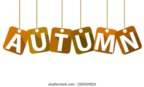 Word autumn on the clothesline, vector art illustration.