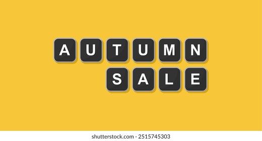 The word AUTUMN SALE is written with black computer keyboard keys on a bright background,
Vector illustration design.