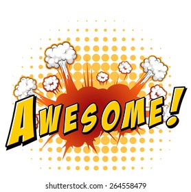 Word awesome with explosion background