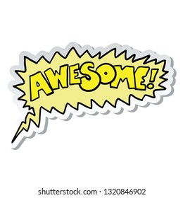 word awesome sticker cartoon illustration isolated on white