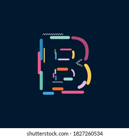 Word B Modern abstract shapes and lines colorful vector alphabet