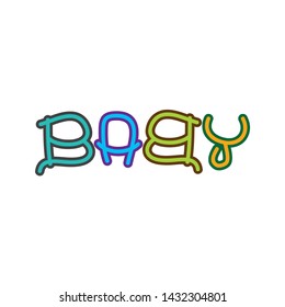 Word baby writing, font kid write