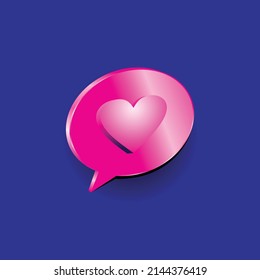 Word balloon icon with love symbol realistic vector design