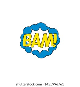 word 'BAM!' in retro comic explosion cloud on white background. vector vintage pop art illustration easy to edit and customize. eps 10