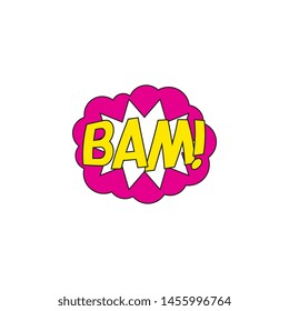 word 'BAM!' in retro comic explosion cloud on white background. vector vintage pop art illustration easy to edit and customize. eps 10