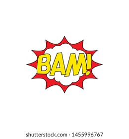 word 'BAM!' in retro comic explosion cloud on white background. vector vintage pop art illustration easy to edit and customize. eps 10
