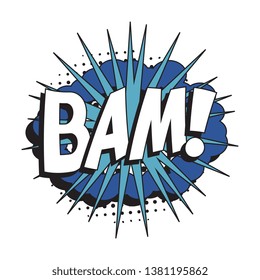 word 'BAM!' in retro comic speech bubble with halftone dotted shadow on white background. vector vintage pop art illustration easy to edit and customize. eps 10