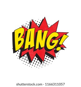 word bang! in retro comic speech bubble with halftone dotted shadow