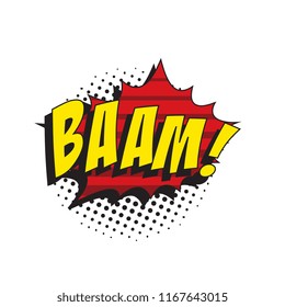 word bang in retro comic speech bubble with halftone dotted shadow
