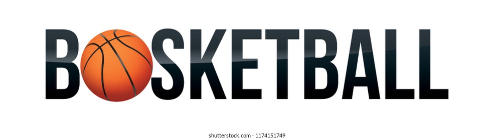 The word BASKETBALL with a realistic ball on a white background. Vector EPS 10 available.