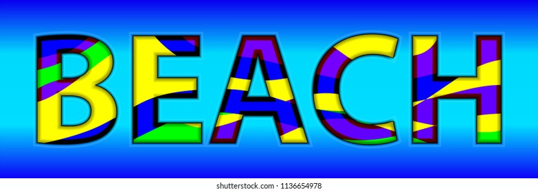 Word beach in a paper table with a shadow 3d
