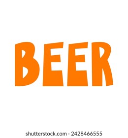 The word beer. Lettering, text. Colored silhouette. Horizontal front view. Vector simple flat graphic hand drawn illustration. Isolated object on a white background. Isolate.