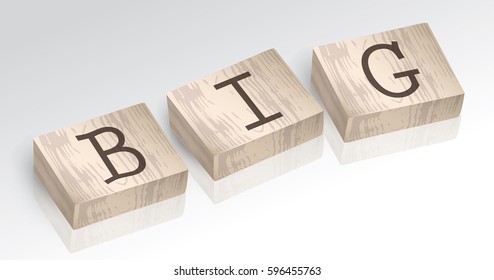 Word BIG composed from alphabet blocks, vector illustration