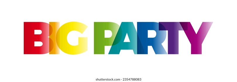 Das Wort Große Party. Vektorbanner mit farbigem Regenbogen.