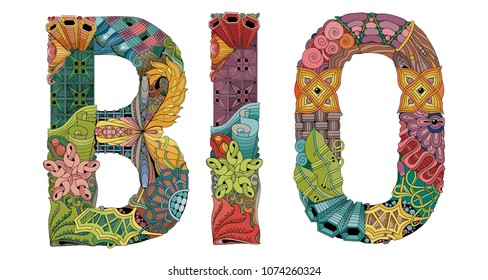 Word BIO. Vector decorative zentangle object