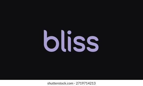 The word 'bliss' rendered in a soft lavender hue stands out against a stark black background, evoking a sense of calm and tranquility. This