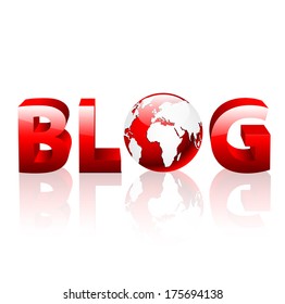 Word blog in 3d with globe