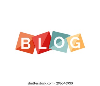Word blog concept on color geometric shapes. Banner, web button. Web illustration or message for online web site, presentation or application