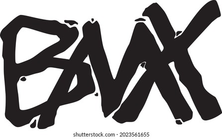 Word BMX , Bicycle Motocross, Calligraphy in Graffiti Style Suitable for T-shirt, Poster and Sign